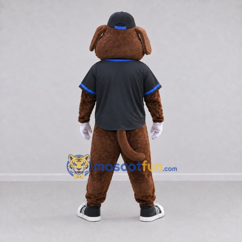 Custom Brown Black and Blue Dog Mascot Costume Adult Full Body Suit for Themed Events