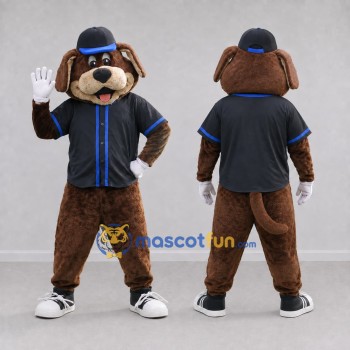 Custom Brown Black and Blue Dog Mascot Costume Adult Full Body Suit for Themed Events