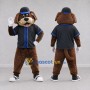 Custom Brown Black and Blue Dog Mascot Costume Adult Full Body Suit for Themed Events