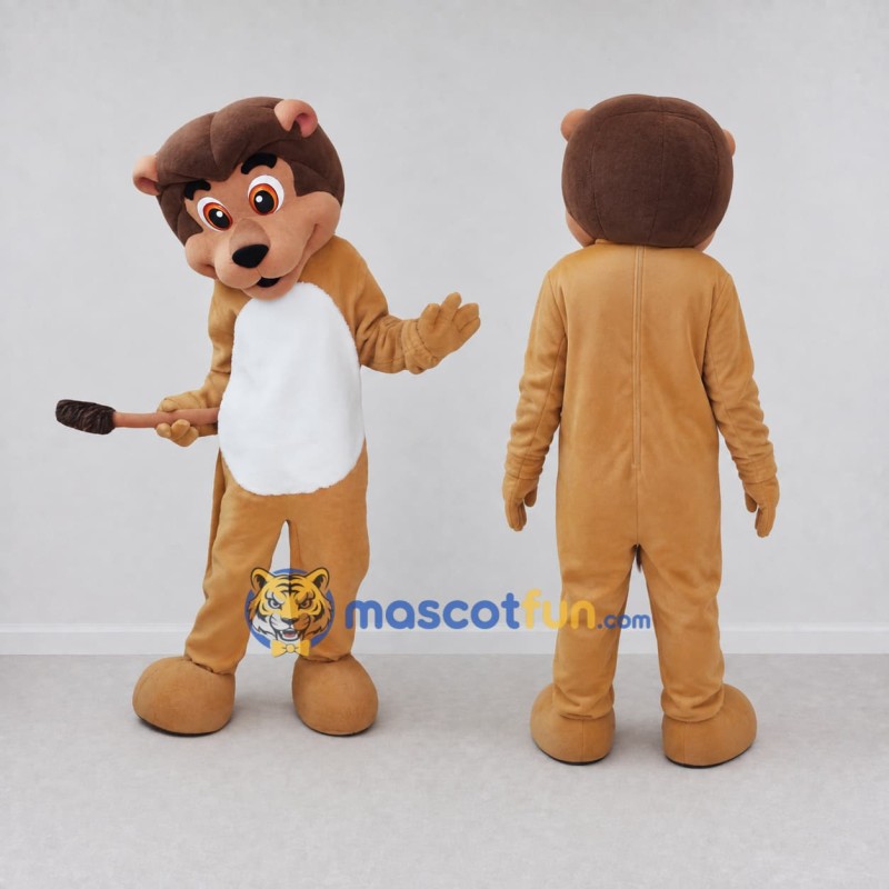 Custom Tan Brown and White Lion Mascot Costume Adult Full Body Suit for Children's Events Custom Tan Brown and White Lion Mascot Costume Adult Full Body Suit for Children's Events