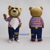 Custom Tan Red and Blue Bear Mascot Costume Adult Full Body Suit for School Events Custom Tan Red and Blue Bear Mascot Costume Adult Full Body Suit for School Events