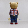 Custom Tan Red and Blue Bear Mascot Costume Adult Full Body Suit for School Events Custom Tan Red and Blue Bear Mascot Costume Adult Full Body Suit for School Events