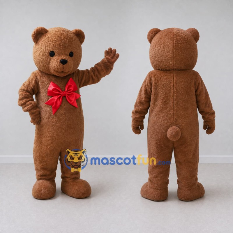 Custom Brown and Red Teddy Bear Mascot Costume Adult Full Body Suit for Children's Events Custom Brown and Red Teddy Bear Mascot Costume Adult Full Body Suit for Children's Events
