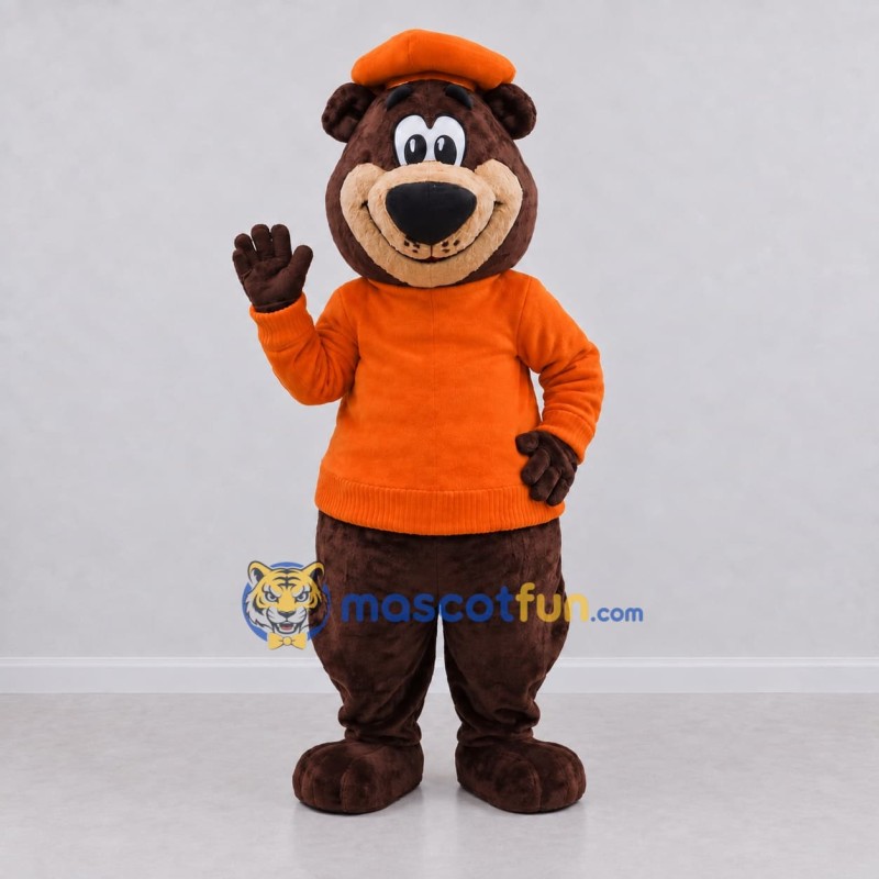 Custom Brown and Orange Bear Mascot Costume Adult Full Body Suit for School Events Custom Brown and Orange Bear Mascot Costume Adult Full Body Suit for School Events