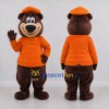 Custom Brown and Orange Bear Mascot Costume Adult Full Body Suit for School Events Custom Brown and Orange Bear Mascot Costume Adult Full Body Suit for School Events