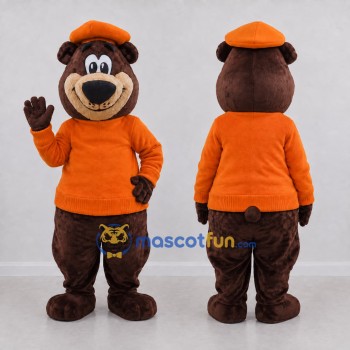 Custom Brown and Orange Bear Mascot Costume Adult Full Body Suit for School Events