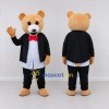 Custom Tan Black and White Tuxedo Bear Mascot Costume Adult Full Body Suit for Themed Events Custom Tan Black and White Tuxedo Bear Mascot Costume Adult Full Body Suit for Themed Events