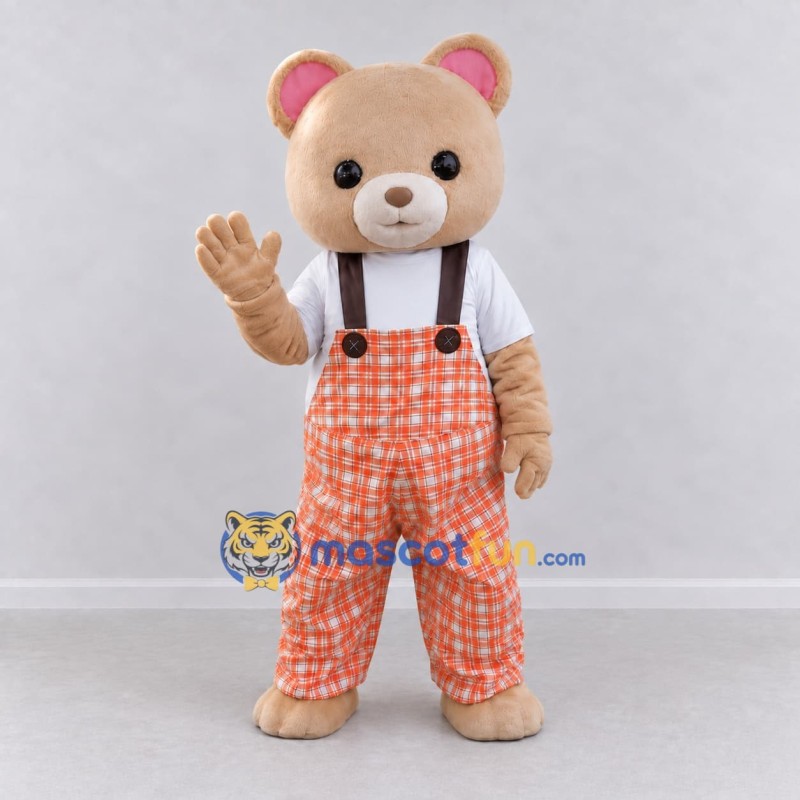 Custom Beige Orange and White Teddy Bear Mascot Costume Adult Full Body Suit for Children's Events Custom Beige Orange and White Teddy Bear Mascot Costume Adult Full Body Suit for Children's Events