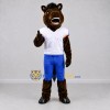Custom Brown White and Blue Horse Mascot Costume Adult Full Body Suit for Sports Events