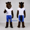 Custom Brown White and Blue Horse Mascot Costume Adult Full Body Suit for Sports Events