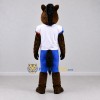 Custom Brown White and Blue Horse Mascot Costume Adult Full Body Suit for Sports Events