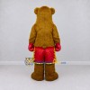 Custom Golden Brown and Red Boxing Bear Mascot Costume Adult Full Body Suit for Sports Events