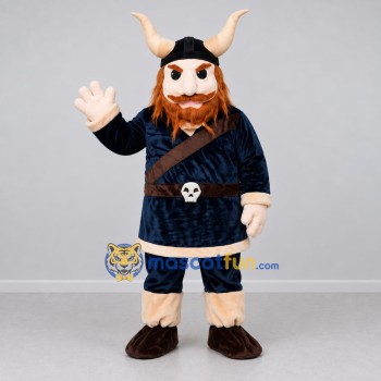 Custom Navy Blue and Brown Viking Mascot Costume Adult Full Body Suit for Themed Events
