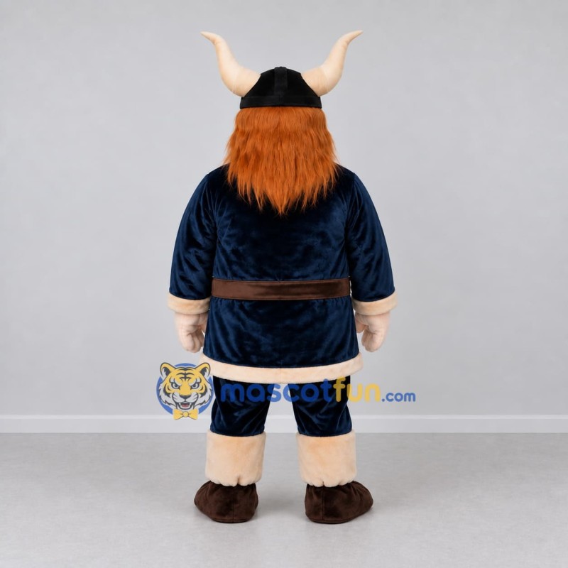 Custom Navy Blue and Brown Viking Mascot Costume Adult Full Body Suit for Themed Events Custom Navy Blue and Brown Viking Mascot Costume Adult Full Body Suit for Themed Events