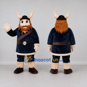 Custom Navy Blue and Brown Viking Mascot Costume Adult Full Body Suit for Themed Events