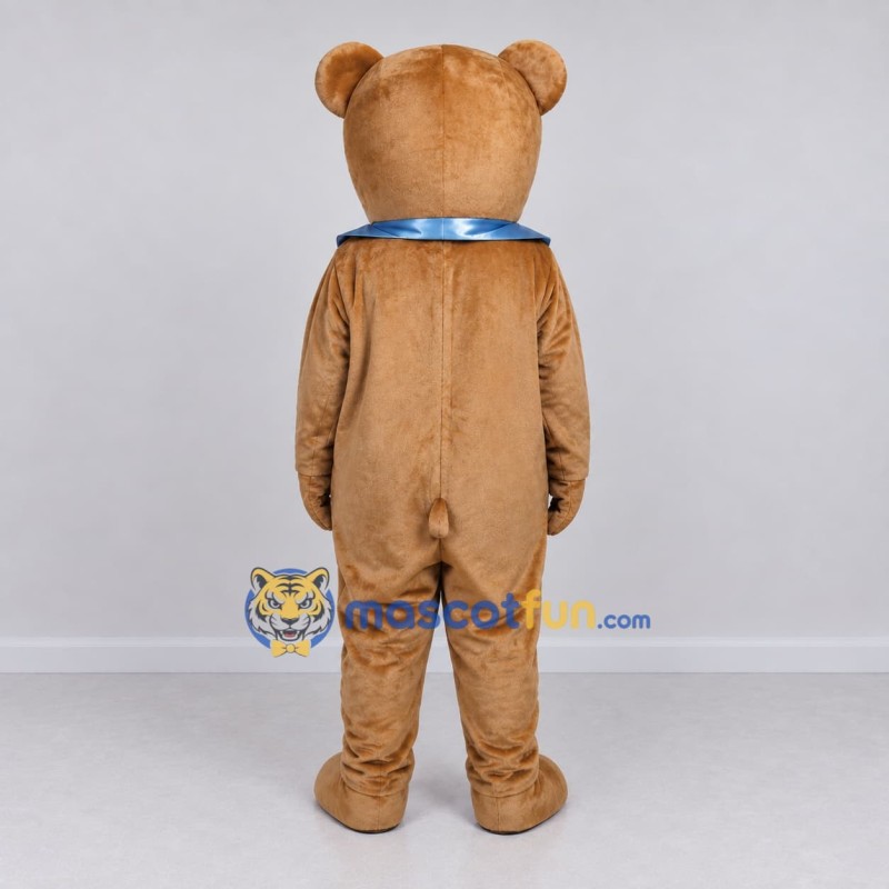 Custom Tan and Blue Teddy Bear Mascot Costume Adult Full Body Suit for Children's Events Custom Tan and Blue Teddy Bear Mascot Costume Adult Full Body Suit for Children's Events