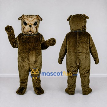 Custom Olive Brown Bulldog Mascot Costume Adult Full Body Suit for Sports Events