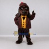 Custom Dark Brown and Burgundy Detective Dog Mascot Costume Adult Full Body Suit for Themed Events