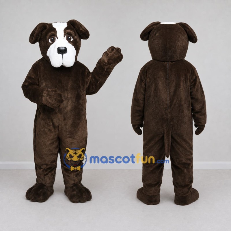 Custom Dark Brown and White Dog Mascot Costume Adult Full Body Suit for Pet Events
