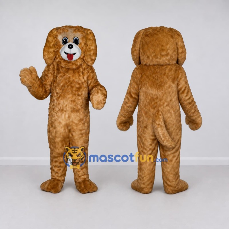 Custom Golden Brown and White Dog Mascot Costume Adult Full Body Suit for Children's Events