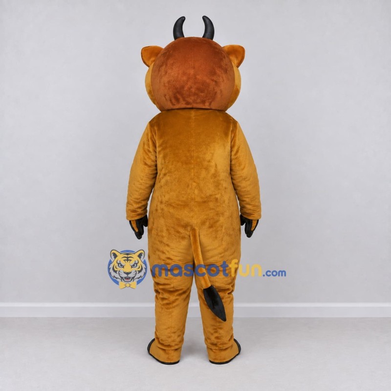Custom Golden Brown and Black Bull Mascot Costume Adult Full Body Suit for Farm Events