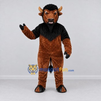 Custom Brown and Black Bison Mascot Costume Adult Full Body Suit for Sports Events