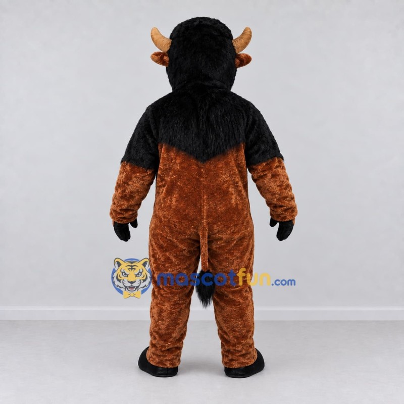 Custom Brown and Black Bison Mascot Costume Adult Full Body Suit for Sports Events Custom Brown and Black Bison Mascot Costume Adult Full Body Suit for Sports Events
