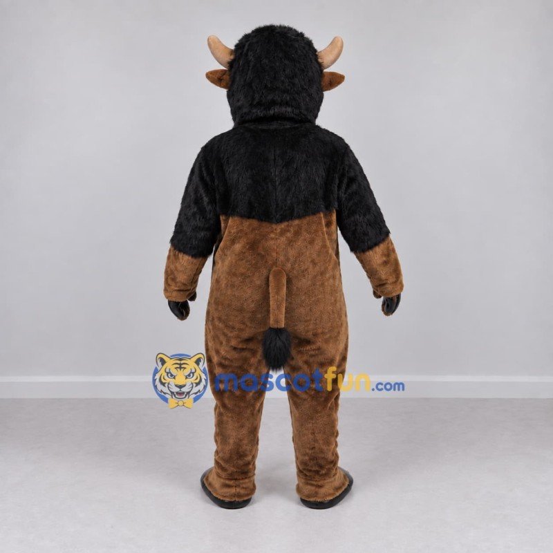 Custom Brown and Black Bison Mascot Costume Adult Full Body Suit for Sports Events