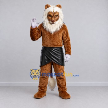 Custom Brown and White White Mane Lion Mascot Costume Adult Full Body Suit for Themed Events Custom Brown and White White Mane Lion Mascot Costume Adult Full Body Suit for Themed Events