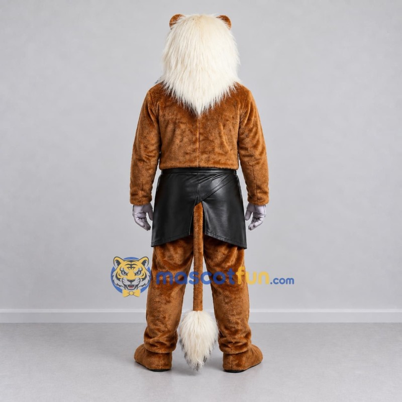 Custom Brown and White White Mane Lion Mascot Costume Adult Full Body Suit for Themed Events Custom Brown and White White Mane Lion Mascot Costume Adult Full Body Suit for Themed Events