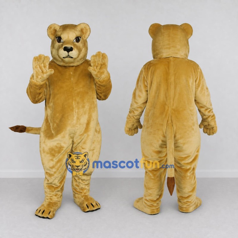 Custom Golden Tan Lioness Mascot Costume Adult Full Body Suit for Wildlife Events Custom Golden Tan Lioness Mascot Costume Adult Full Body Suit for Wildlife Events