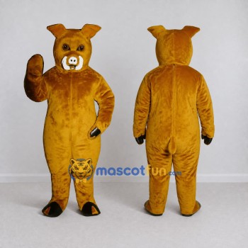 Custom Golden Brown Boar Mascot Costume Adult Full Body Suit for Farm Events