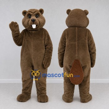 Custom Taupe and Brown Beaver Mascot Costume Adult Full Body Suit for Nature Events