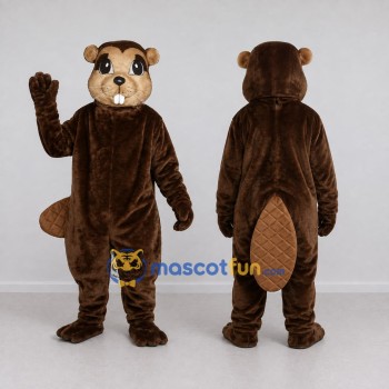Custom Dark Brown and Tan Beaver Mascot Costume Adult Full Body Suit for Nature Events
