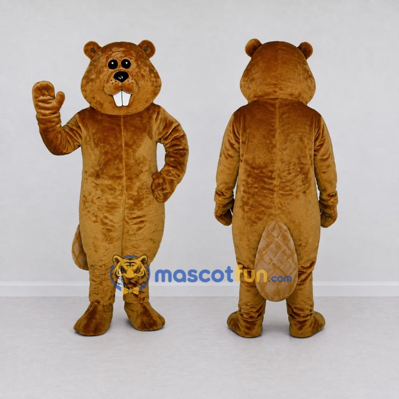 Custom Golden Brown Beaver Mascot Costume Adult Full Body Suit for School Events