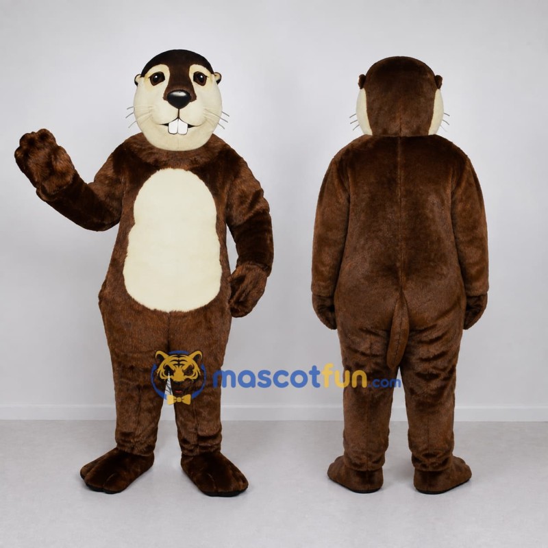 Custom Brown and Cream Rodent Mascot Costume Adult Full Body Suit for Nature Events