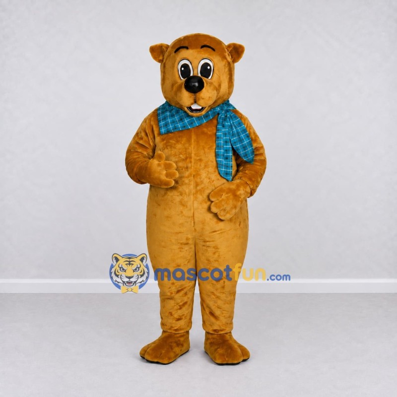 Custom Golden Brown and Blue Rodent Mascot Costume Adult Full Body Suit for School Events