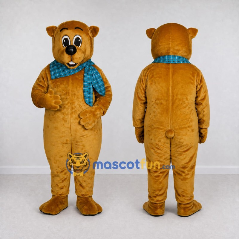 Custom Golden Brown and Blue Rodent Mascot Costume Adult Full Body Suit for School Events