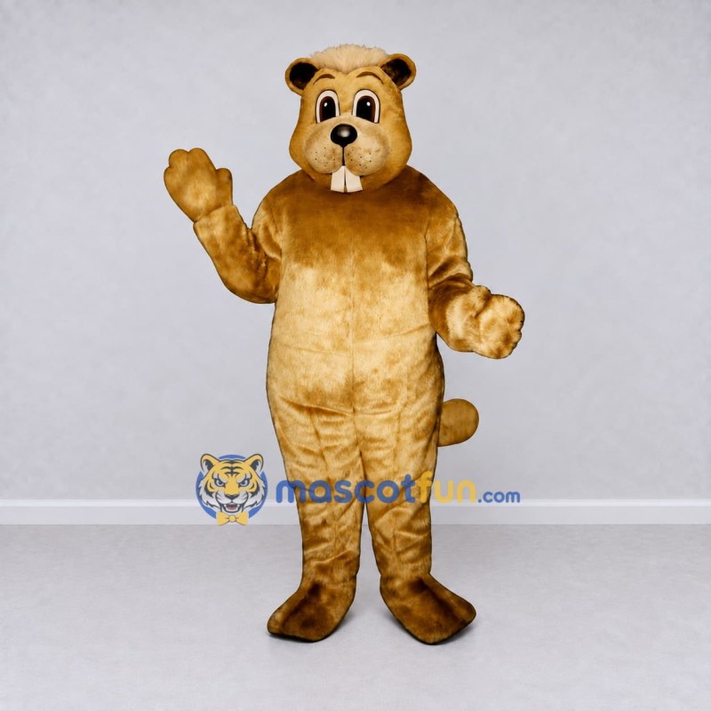 Custom Golden Brown and Cream Rodent Mascot Costume Adult Full Body Suit for Nature Events