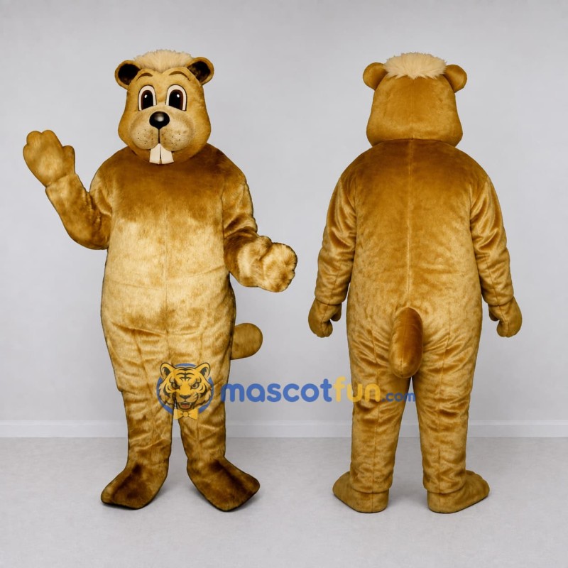 Custom Golden Brown and Cream Rodent Mascot Costume Adult Full Body Suit for Nature Events