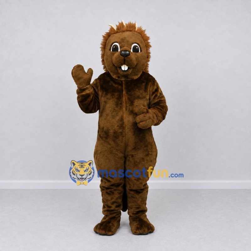 Custom Brown and Cream Porcupine Mascot Costume Adult Full Body Suit for Wildlife Events Custom Brown and Cream Porcupine Mascot Costume Adult Full Body Suit for Wildlife Events