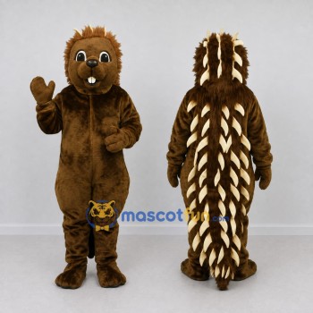 Custom Brown and Cream Porcupine Mascot Costume Adult Full Body Suit for Wildlife Events