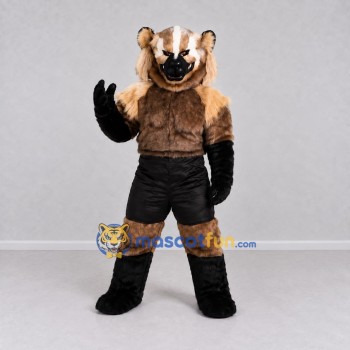 Custom Brown Black and White Badger Mascot Costume Adult Full Body Suit for Sports Events