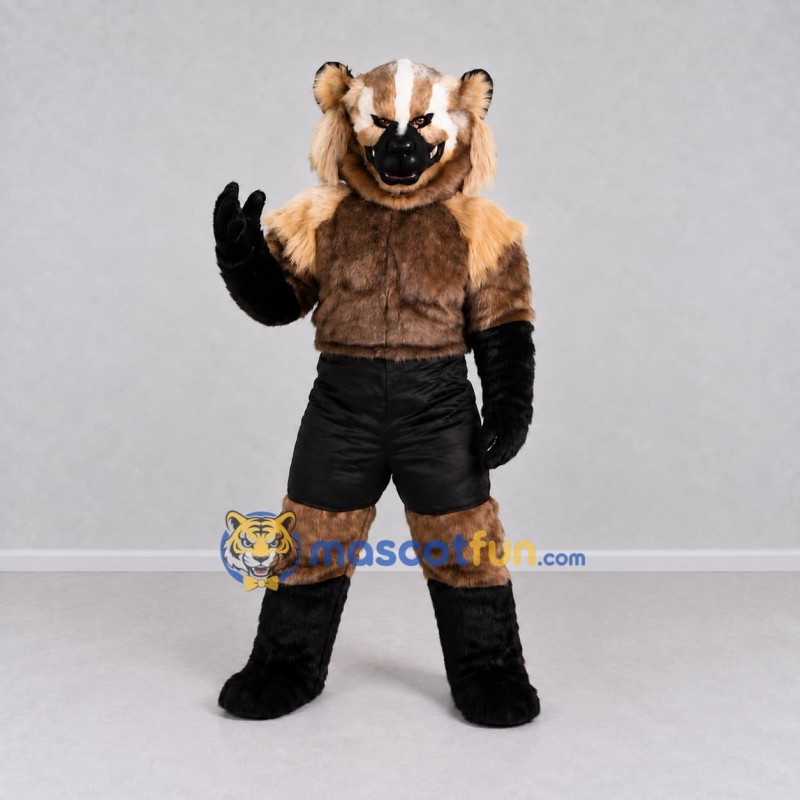 Custom Brown Black and White Badger Mascot Costume Adult Full Body Suit for Sports Events Custom Brown Black and White Badger Mascot Costume Adult Full Body Suit for Sports Events