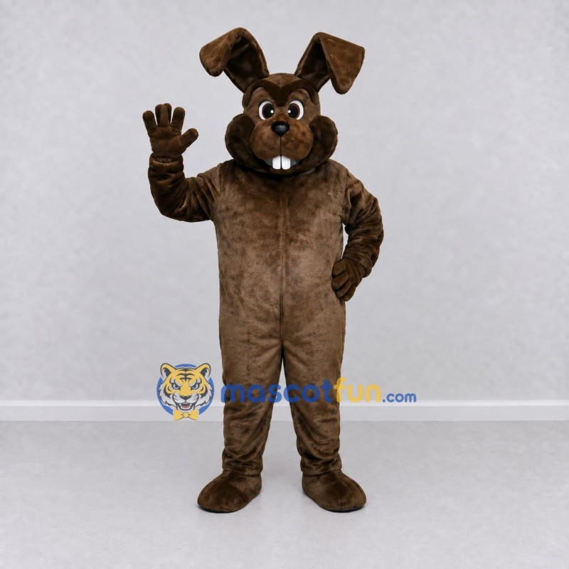 Custom Dark Brown Rabbit Mascot Costume Adult Full Body Suit for Easter Events Custom Dark Brown Rabbit Mascot Costume Adult Full Body Suit for Easter Events