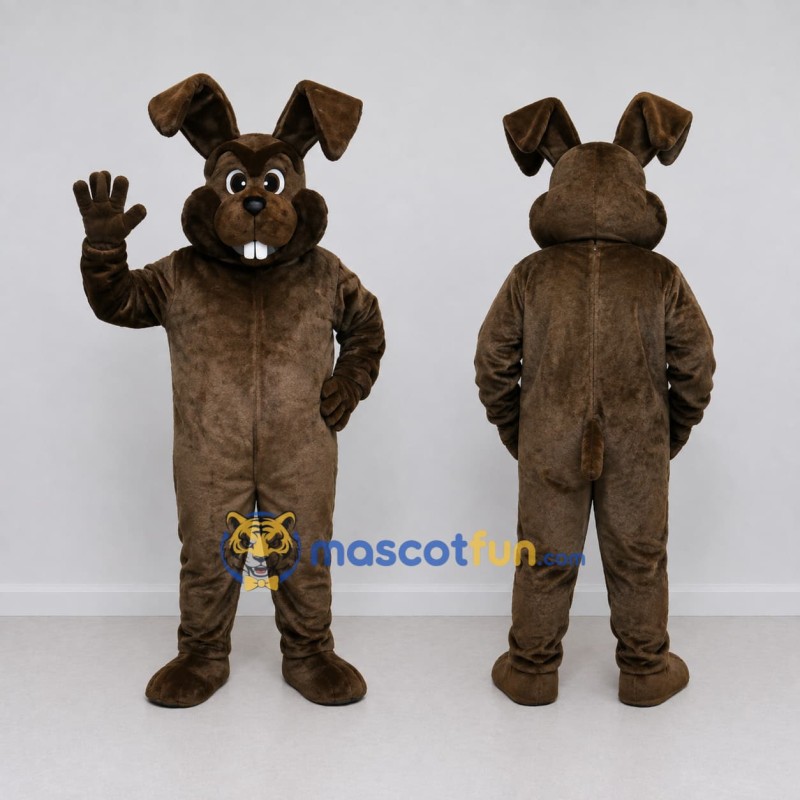 Custom Dark Brown Rabbit Mascot Costume Adult Full Body Suit for Easter Events Custom Dark Brown Rabbit Mascot Costume Adult Full Body Suit for Easter Events