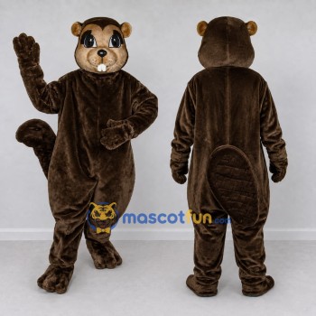 Custom Dark Brown and Tan Beaver Mascot Costume Adult Full Body Suit for Nature Events