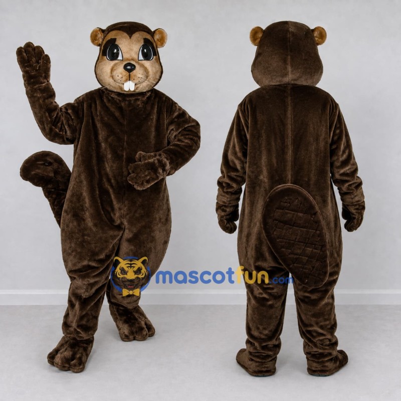 Custom Dark Brown and Tan Beaver Mascot Costume Adult Full Body Suit for Nature Events Custom Dark Brown and Tan Beaver Mascot Costume Adult Full Body Suit for Nature Events