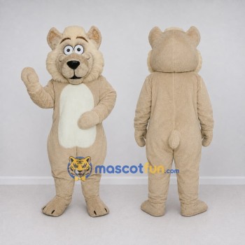 Custom Beige and White Wolf Mascot Costume Adult Full Body Suit for School Events