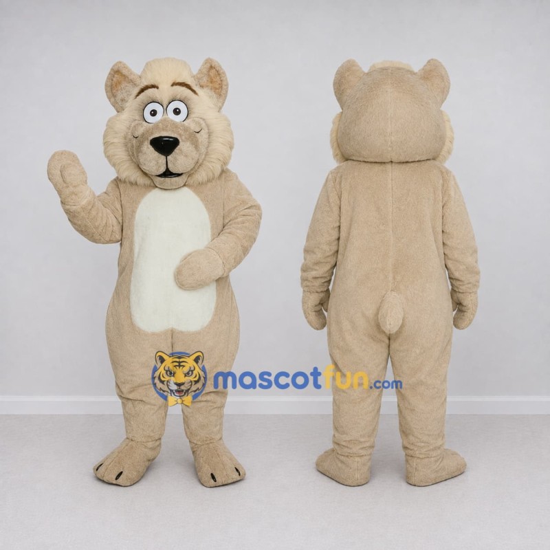 Custom Beige and White Wolf Mascot Costume Adult Full Body Suit for School Events Custom Beige and White Wolf Mascot Costume Adult Full Body Suit for School Events